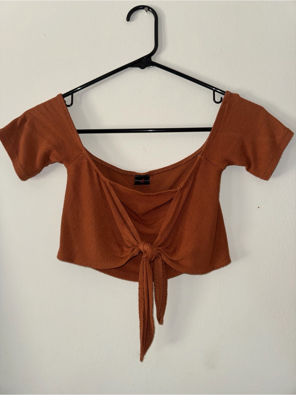 Tie-Front Cropped Top in Rust